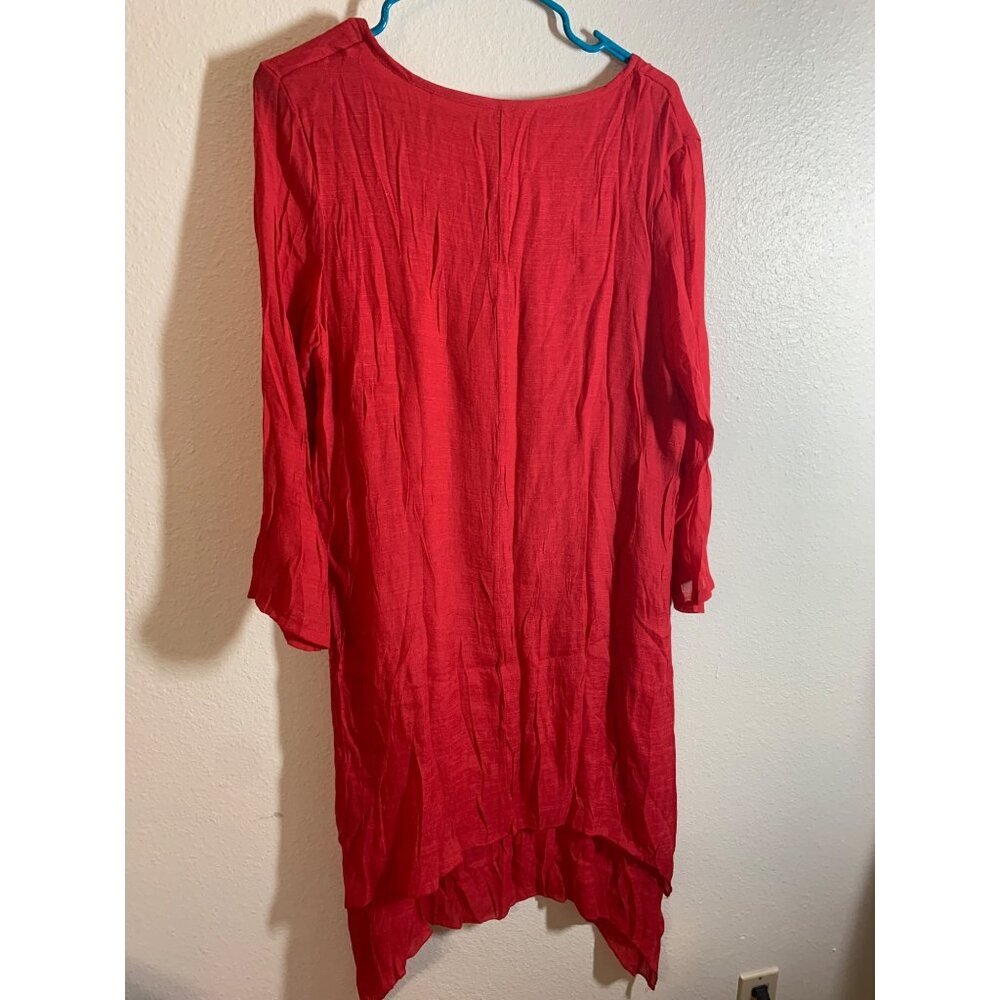 Chic Red High-Low Women's Dress - Picture 2 of 4